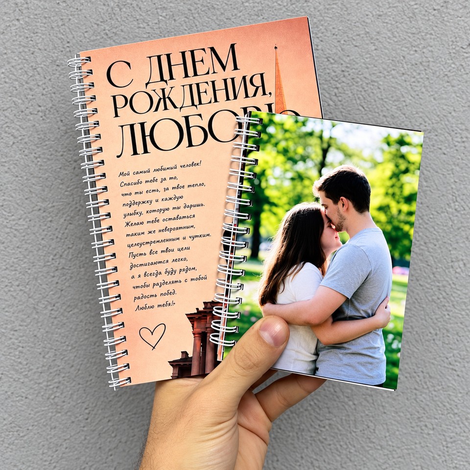Мини-альбомы на пружине с фотографией пары и поздравлением
